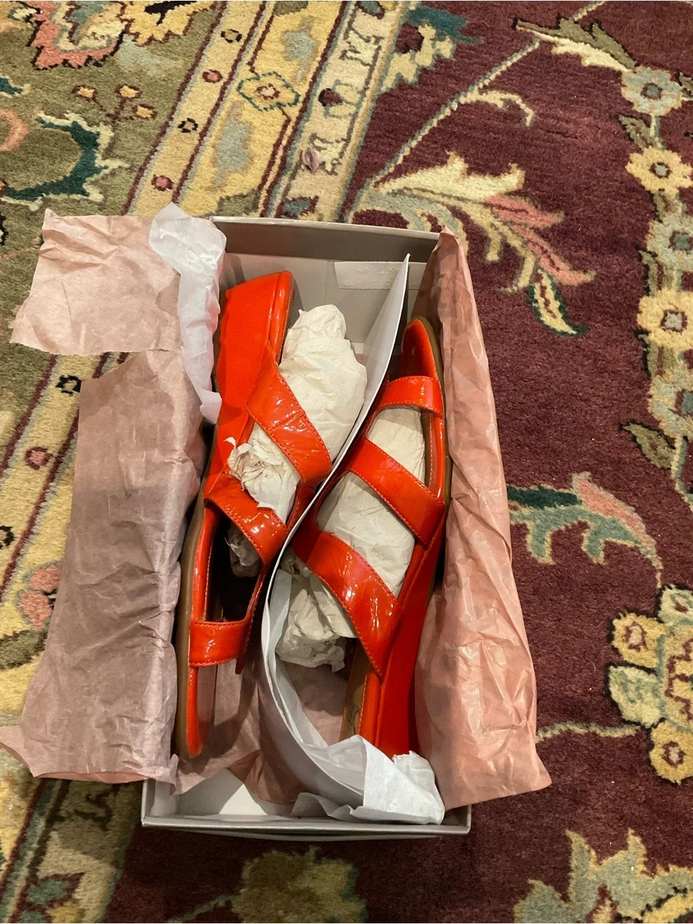 Sofft Women's Orange Patent Slide Sandals sz 8